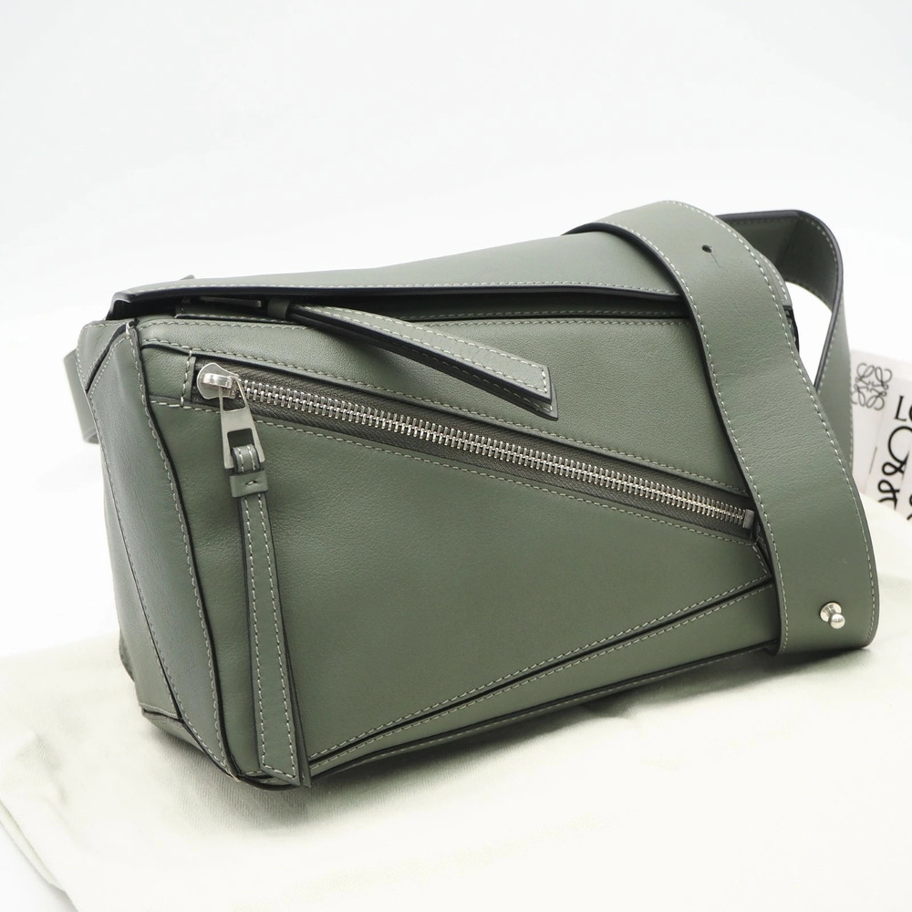Loewe Puzzle Bum Bag Body Calf Leather Waist Bag Green